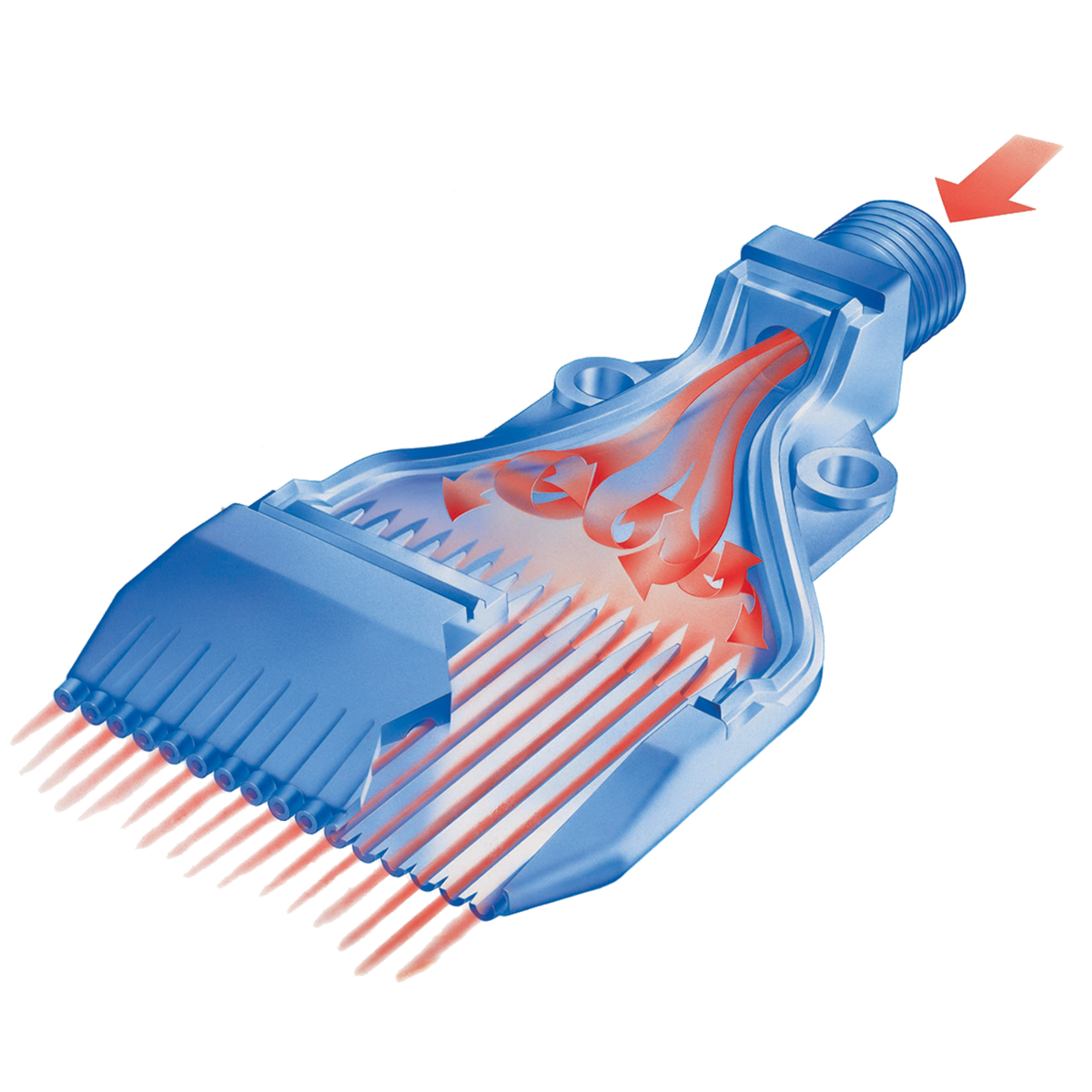 Principiul de functionare al duzei pentru aer cu jet plat multicanal